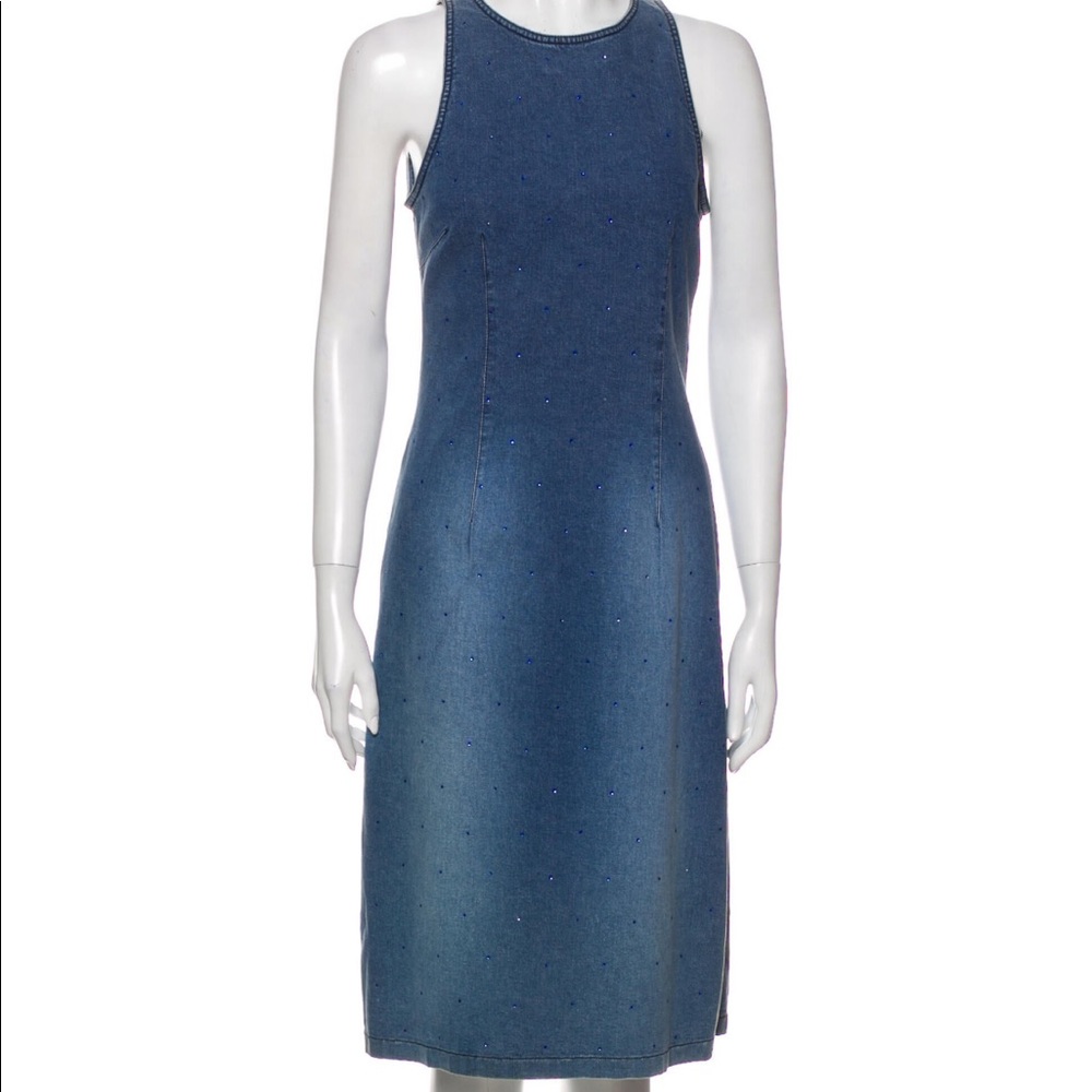 Moschino Jeans Beaded Blue Accents Dress Size 10